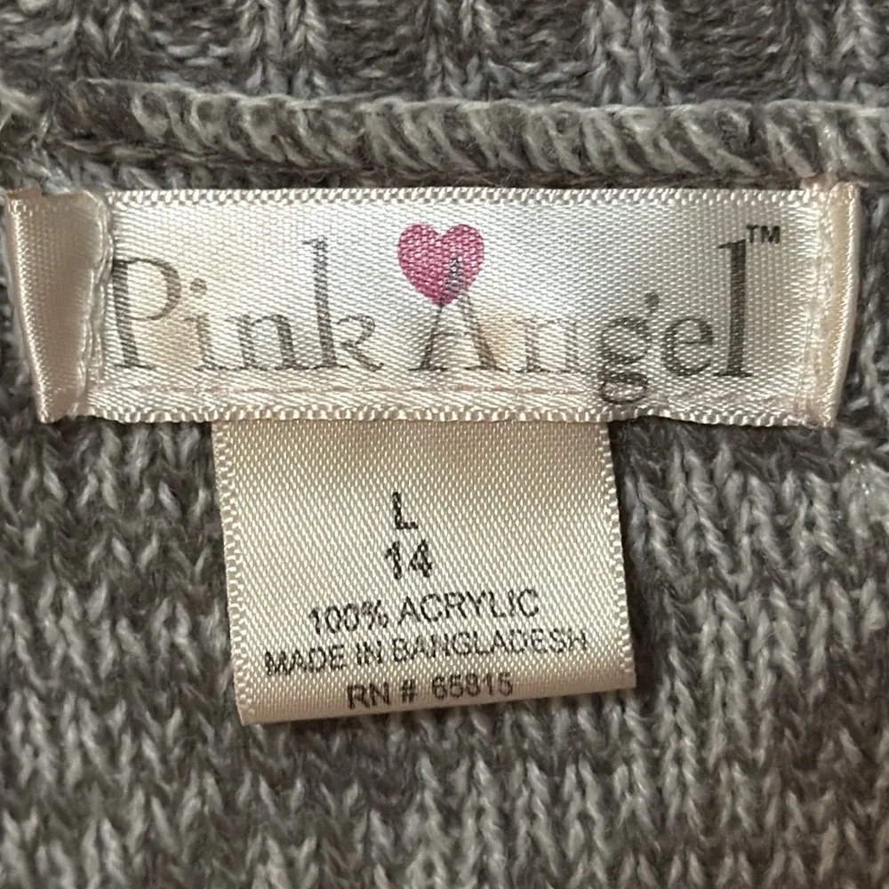 Pink Angel Gray Girl’s Sweater Size L (14)